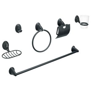 Accesorios de Baño Negros Foset de 6 Piezas Mod. AQA-40003M