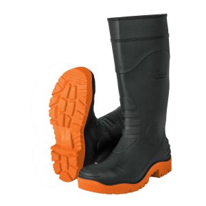 Calzado industrial de PVC Truper negro con suela naranja