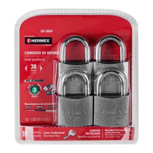 Candados de seguridad de hierro Hermex 38mm con gancho corto Mod. CH-38X4