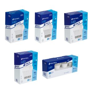 Focos LED Volteck tipo bulbo multipacks de 4