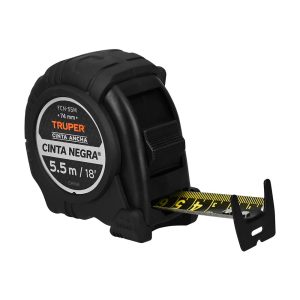 Flexómetro TRUPER contra impactos 5.5 metros, cinta negra de 27 mm Mod. FCN-55M