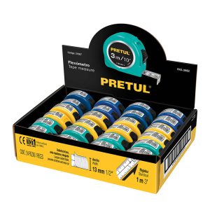Flexómetros PRETUL 3 m caja con 24 piezas Mod. PRO-3MEC