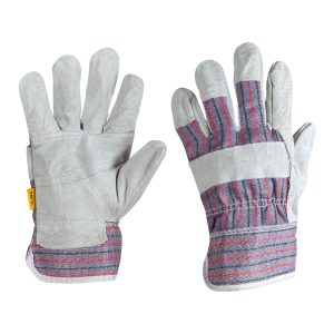 Guantes de seguridad y trabajo Pretul de carnaza y loneta unitalla Mod. GU-235P