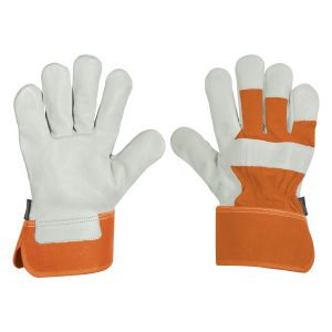 Guantes de seguridad y trabajo Truper de piel de res y dorso de loneta Mod. GU-255
